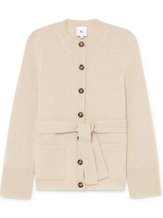 Goop Sweaters - Share G. Label by Goop Virgin Wool Cardigan, No Belt, MED, Oatmeal, MSG 595